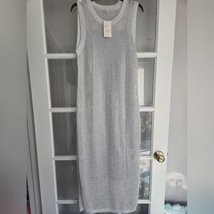 A New Day Women's sheer knit silver dress size L NWT